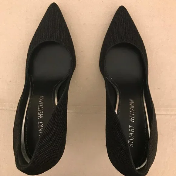 NEW STUART WEITZMAN Curvia Black Bead Nappa Heel US 7M - Picture 2 of 8